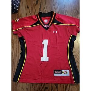 Under Armour Maryland Terps Football Jersey Womens Size Large Ladies College
